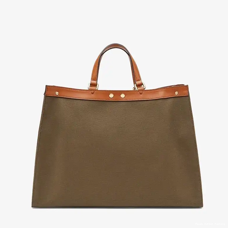 Cheap HOT Medium Peekaboo X-Tote Motif Fendi Canvas FF In Coffee 0622